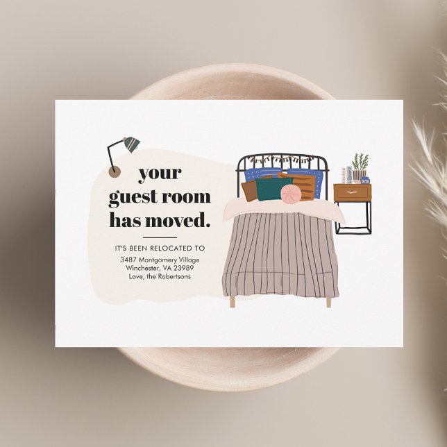 Ny adress Boho Guest Bedroom Decor Flytta Meddelande (New Address Boho Guest Bedroom Decor Moving Announcement)