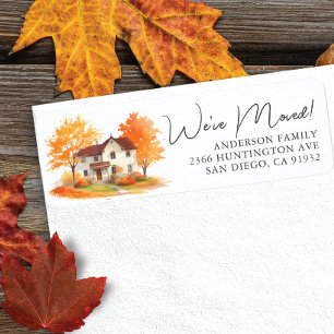 Ny adress etikett för Charming Autumn House Returadress Etikett