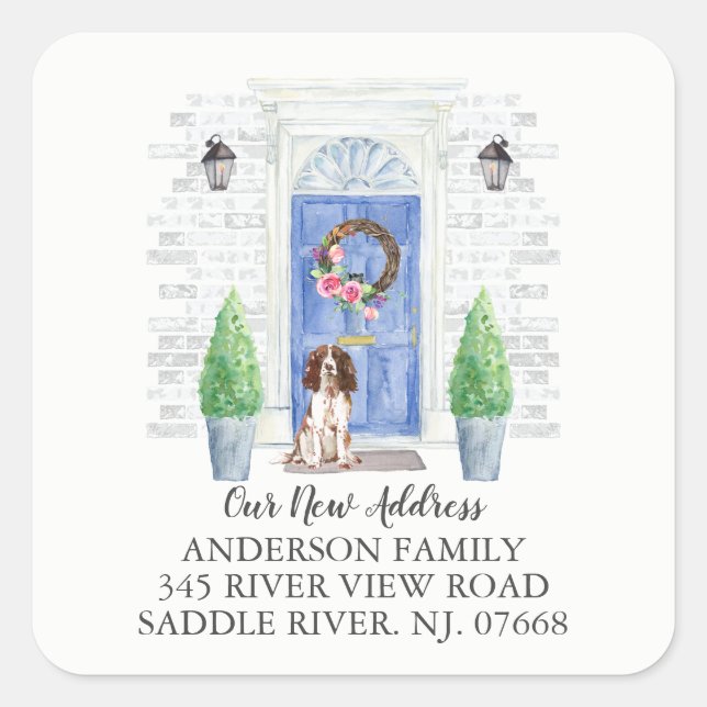 Ny adress etikett för engelska Springer spanel Doo (Framsida)