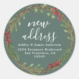 Ny adress etikett för julgran Vi har flyttat