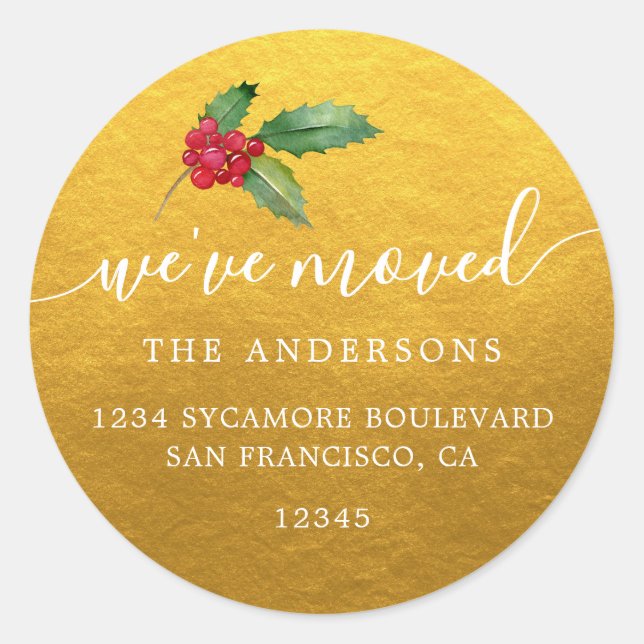 Ny adress etikett för julgran Vi har flyttat (Framsida)