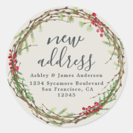 Ny adress etikett för julgran Vi har flyttat