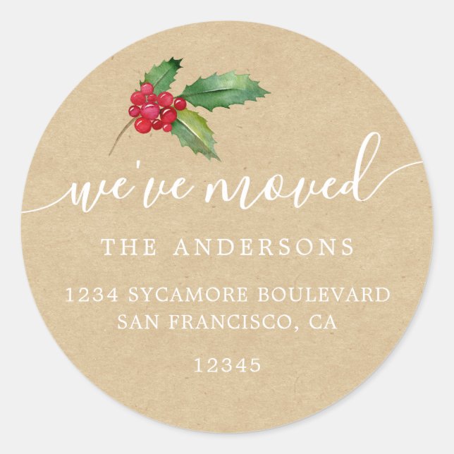 Ny adress etikett för julgran Vi har flyttat (Framsida)