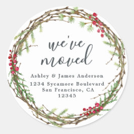 Ny adress etikett för julgran Vi har flyttat