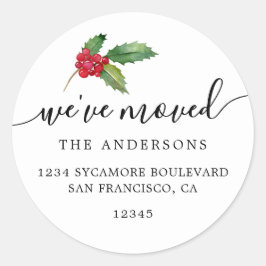 Ny adress etikett för julgran Vi har flyttat