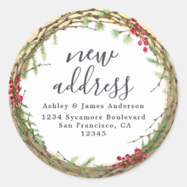 Ny adress etikett för julgran Vi har flyttat