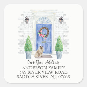 Ny adress etikett för Ragdoll Cat Blue Door