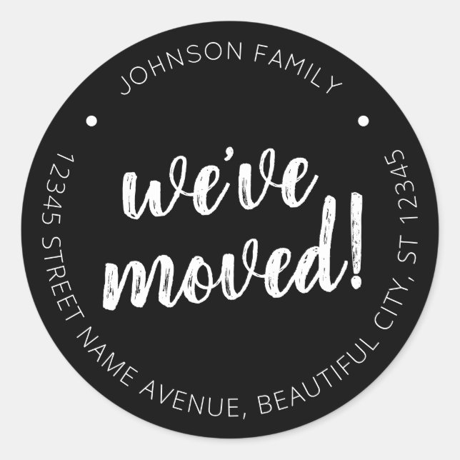 Ny adress etikett för Rustic Black Vi har flyttat (Framsida)