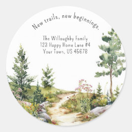 Ny adress etikett för vattenfärgsbergsspår