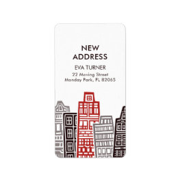Ny adress etikett med Red & Black Byggnad Adressetikett