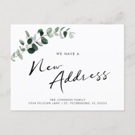Ny adress Eucalyptus Chic Kalligrafi Flytta Meddelande Vykort