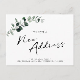 Ny adress Eucalyptus Chic Kalligrafi Flytta Meddelande Vykort