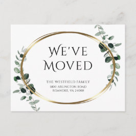 Ny adress Eucalyptus Guld Metallisk Flytta Meddelande Vykort