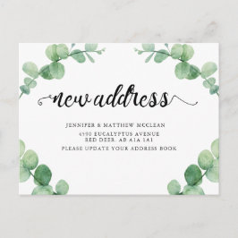 Ny adress Eukalyptus Löv botaniska kalligrafi Vykort