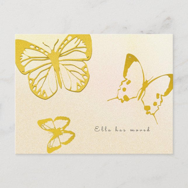 Ny adress fjäril för hennes vykort för Anpassnings (Framsida)