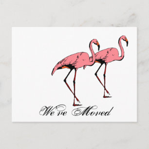 Ny adress Flamingo-dator med vykort Retro Vi har f
