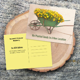 Ny adress Flowers Vintage Wheelbarrow-mall Vykort