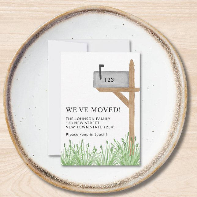 Ny adress Flytta för budgetmålad postlåda, Mini Anteckningskort (Skapare uppladdad)