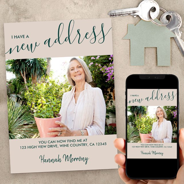 Ny adress Flytta för foto- och Elegant-skript i Be Meddelande (Skapare uppladdad)