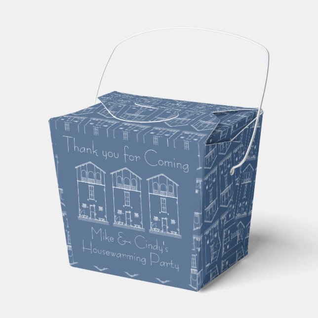 Ny adress Flytta för Rustic House Blueprint Presentaskar (Framsidan Sidan)