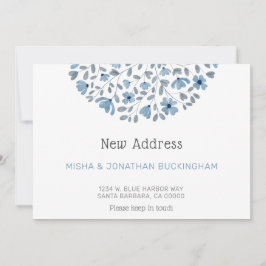 Ny adress Flytta med enkel blå Blommigt vattenfärg Meddelande