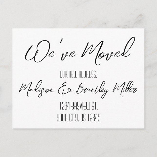 Ny adress Flytta Postcar för handskriven kalligraf Vykort (Framsida)