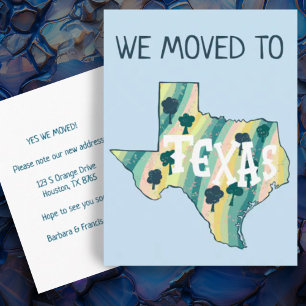 NY ADRESS Flytta TEXAS-stat Illustrated Karta Vykort
