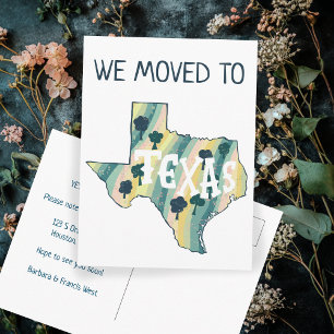 NY ADRESS Flytta TEXAS-stat Illustrated Karta Vykort