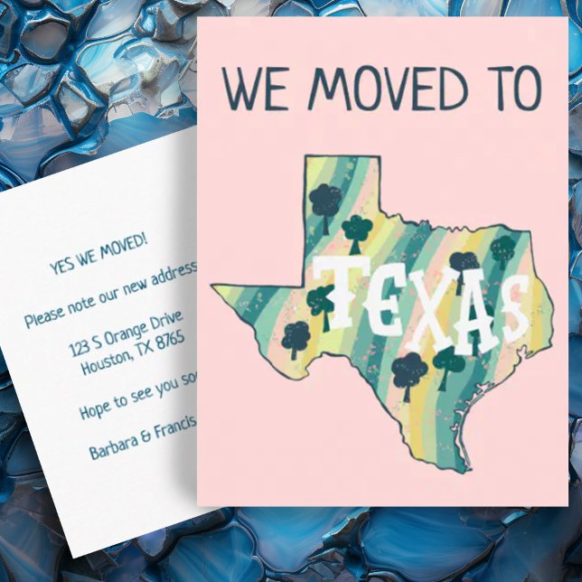 NY ADRESS Flytta TEXAS-stat Illustrated Karta Vykort (Moving announcement address change custom postcard Texas illustrated map)