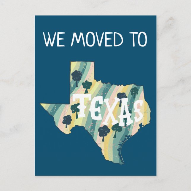 NY ADRESS Flytta TEXAS-stat Illustrated Karta Vykort (Framsida)