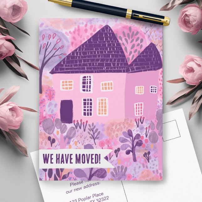 Ny adress Flyttmeddelande Ändra adress Kärlek Vykort (New House Moving Announcement Change Address Sweet Postcard
)