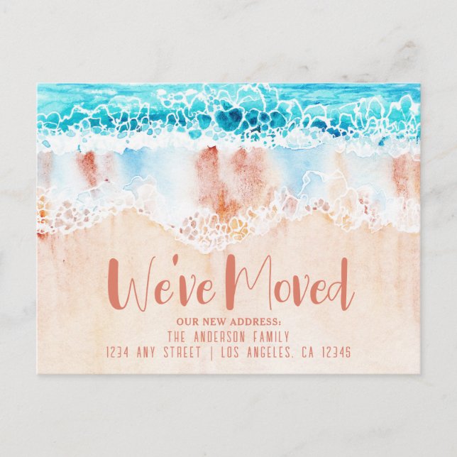 Ny adress för Beach Sand Vykort (Framsida)