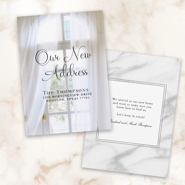 Ny adress för Flytta av elegant Meddelande (An elegant new address card available as printed or digital download.)