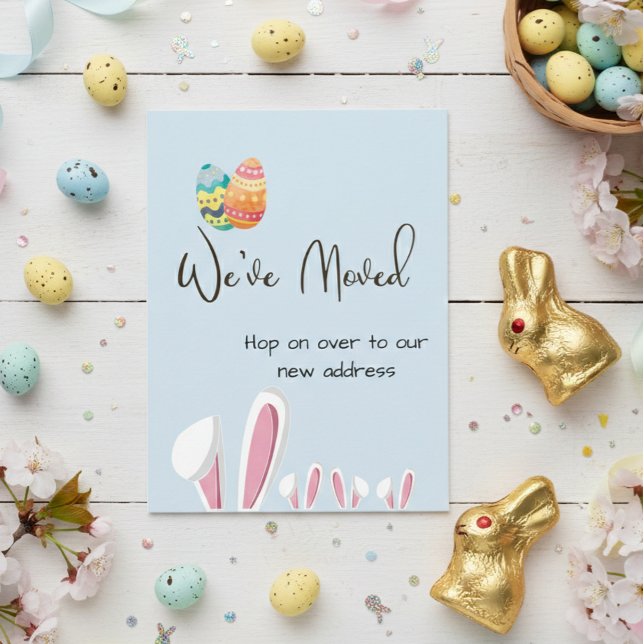 Ny adress för Flytta av påskhare Meddelande Vykort (Skapare uppladdad)