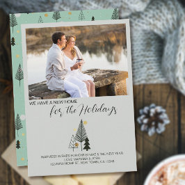 Ny adress för liggande Julgranar Julkort