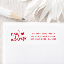 Ny adress för Red Minimalist Family Returadress Etikett