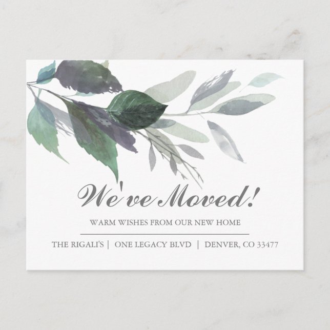 ny adress förändring av meddelandet om Flytta i Ad Vykort (Framsida)