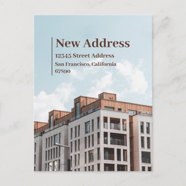 Ny adress förändring av meddelandet om Flytta i Ad Vykort (Framsida)