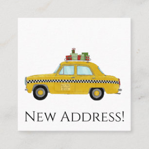Ny adress Gult med julklapp Fyrkantigt Visitkort