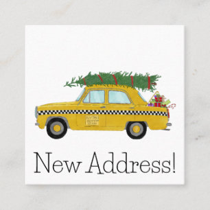 Ny adress Gult med julklapp Fyrkantigt Visitkort