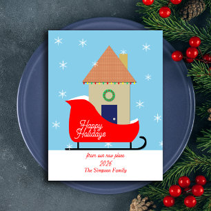 Ny adress Helgdag Flytta Announcement Sleigh Vykort