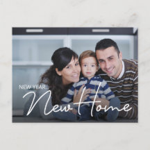 Ny adress Helgdag för nyårsfoto för hemfamiljen