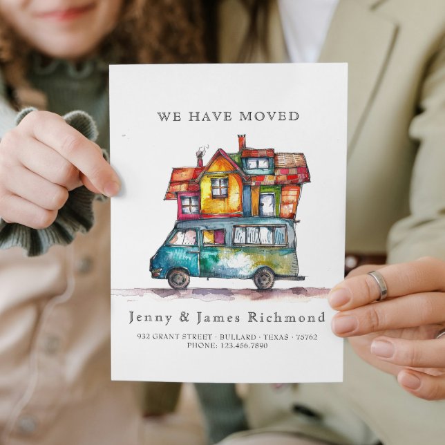 Ny adress I Vattenfärgsbil - Flytta i hemmet Meddelande (Skapare uppladdad)