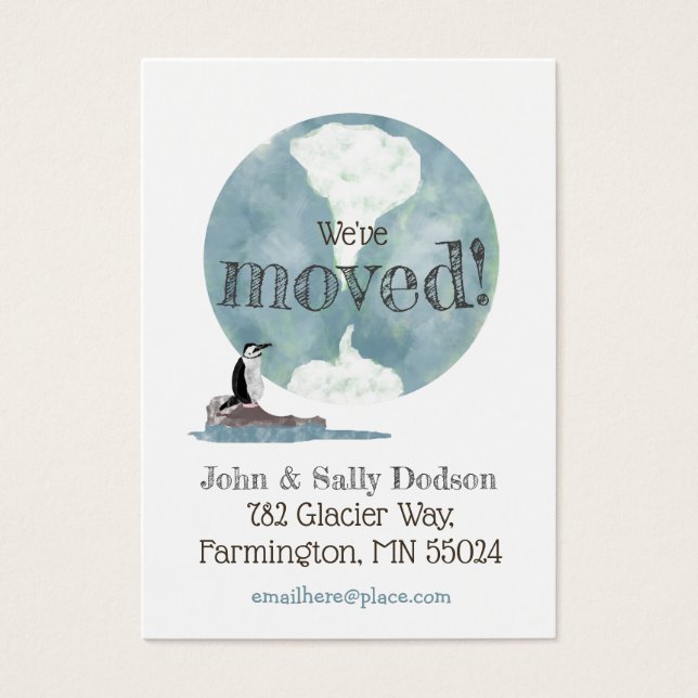 Ny adress infogning av Penguin Earth Visitkort (Framsidan)