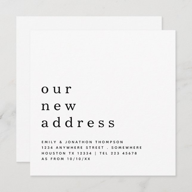 Ny adress information om Flytta av contemporary Meddelande (Fram/baksida)