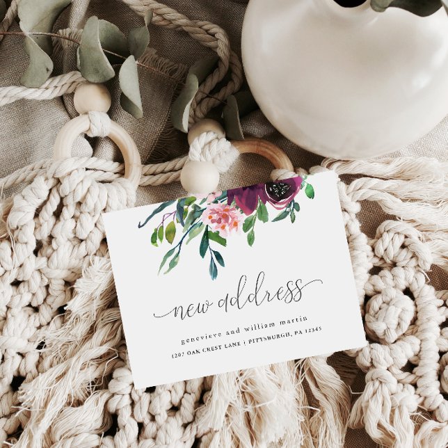 Ny adress kalligrafi Förändring av Adress Flytta Meddelande Vykort (Skapare uppladdad)