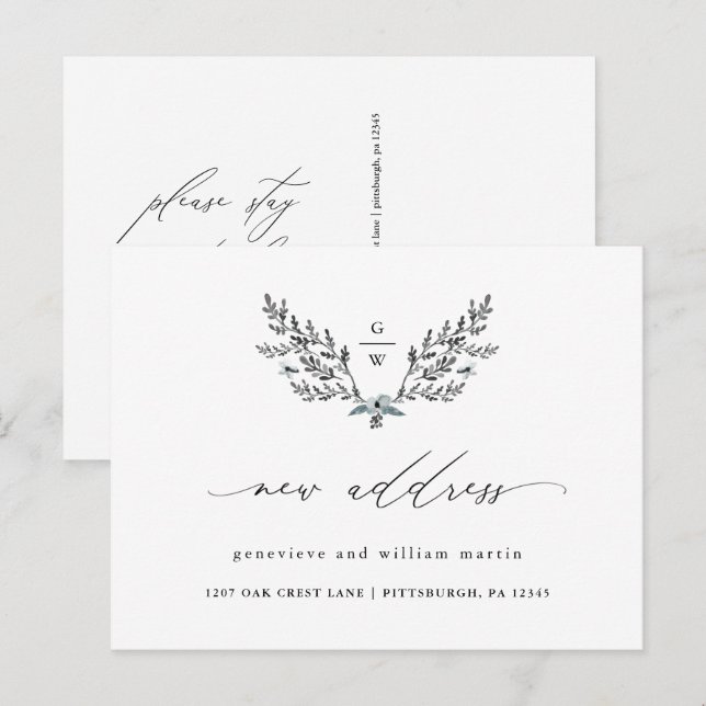 Ny adress kalligrafi Förändring av Adress Meddelande Vykort (Fram/baksida)