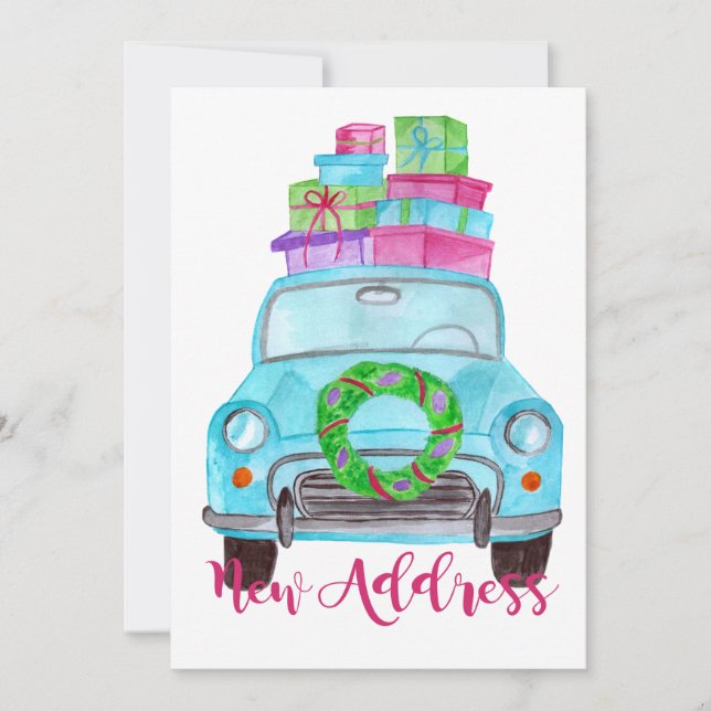 Ny adress klassisk julklapp inbjudningar (Framsida)