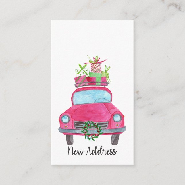 Ny adress klassisk julklapp tilläggskort (Framsida)