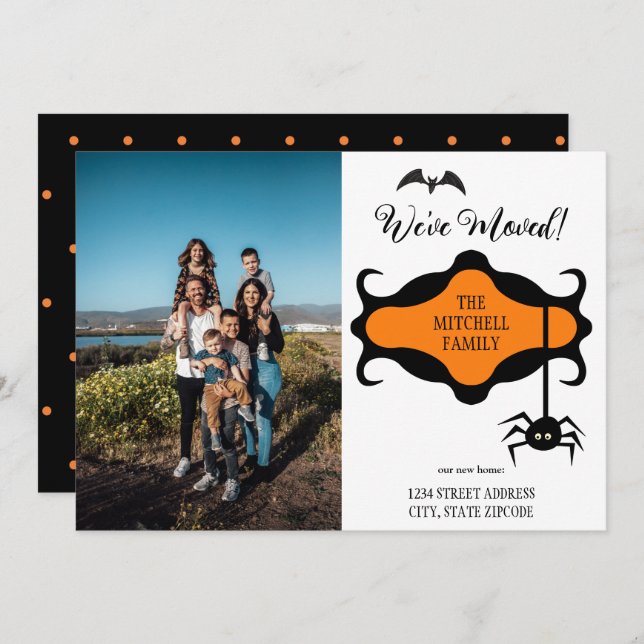 Ny adress Lägg till bild Halloween Vi Flyttat Meddelande (Fram/baksida)